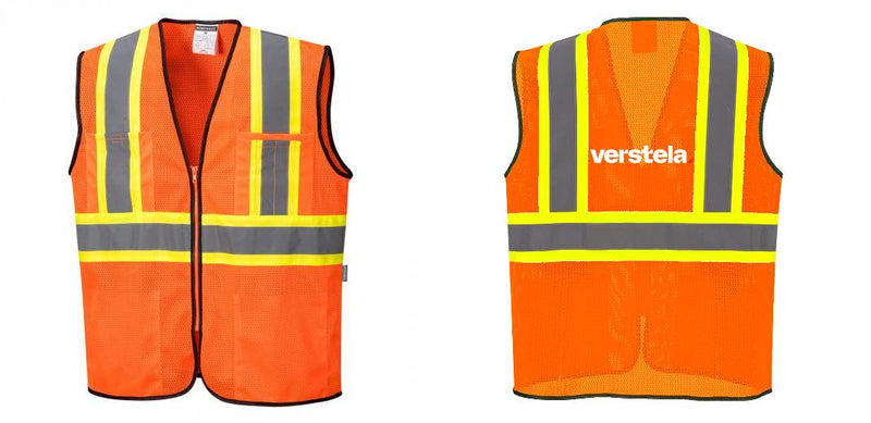 Custom Orange Mesh Class 2 Reflective Safety Vest with Pockets Hi Vis