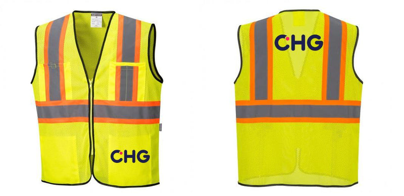 Custom Yellow Mesh Class 2 Reflective Safety Vest with Pockets