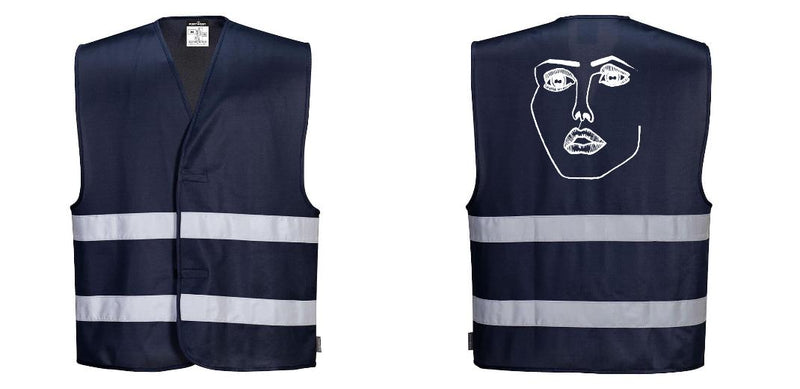 Navy Blue Reflective Hi Visibility Work and Event Style Vest
