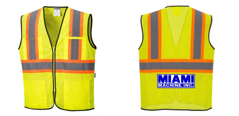 Custom Yellow Mesh Class 2 Reflective Safety Vest with Pockets