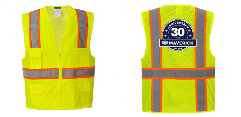 Custom Yellow Class 2 Safety Vest with Cooling Mesh Back