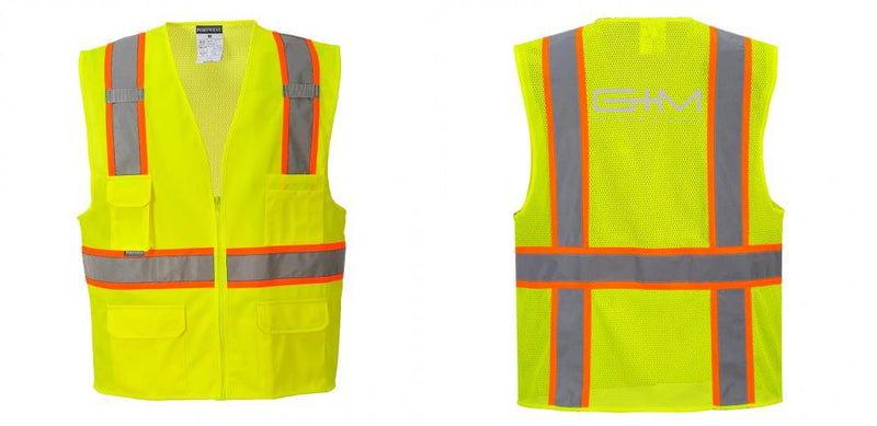 Custom Yellow Class 2 Safety Vest with Cooling Mesh Back