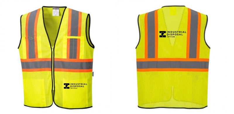 Custom Yellow Mesh Class 2 Reflective Safety Vest with Pockets