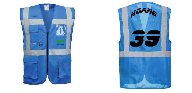Custom ROYAL BLUE Professional Executive Style Safety Vest