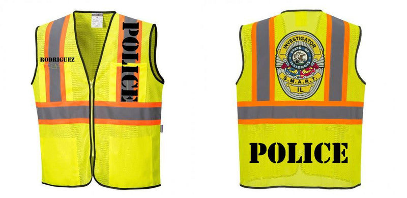 Custom Yellow Mesh Class 2 Reflective Safety Vest with Pockets