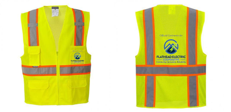 Custom Yellow Class 2 Safety Vest with Cooling Mesh Back