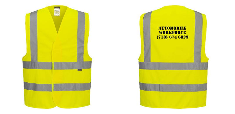 Custom Logo Reflective Yellow Safety Vest - ANSI Class 2