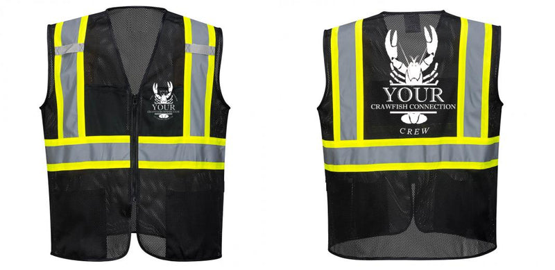 Custom Black Safety Vest Reflective High Visibility with Pockets