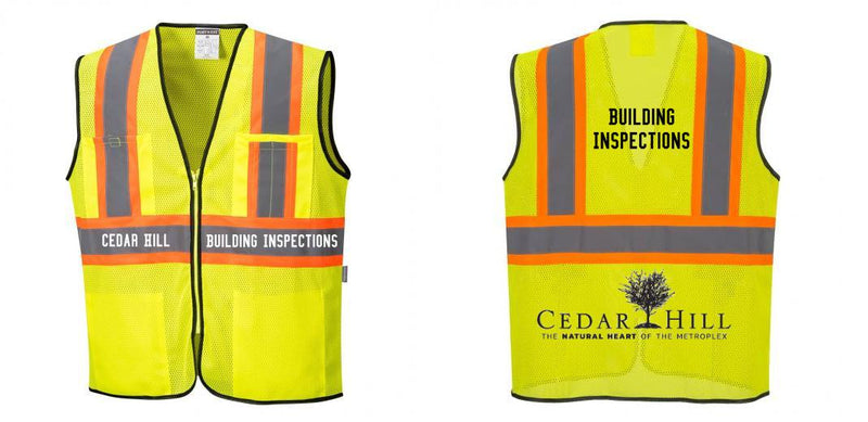 Custom Yellow Mesh Class 2 Reflective Safety Vest with Pockets