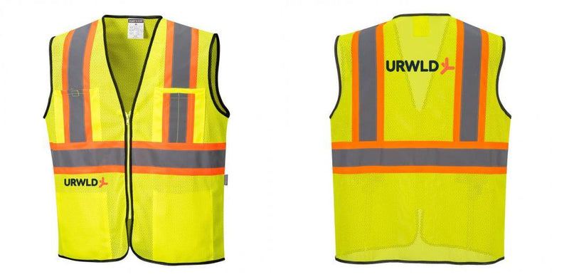 Custom Yellow Mesh Class 2 Reflective Safety Vest with Pockets