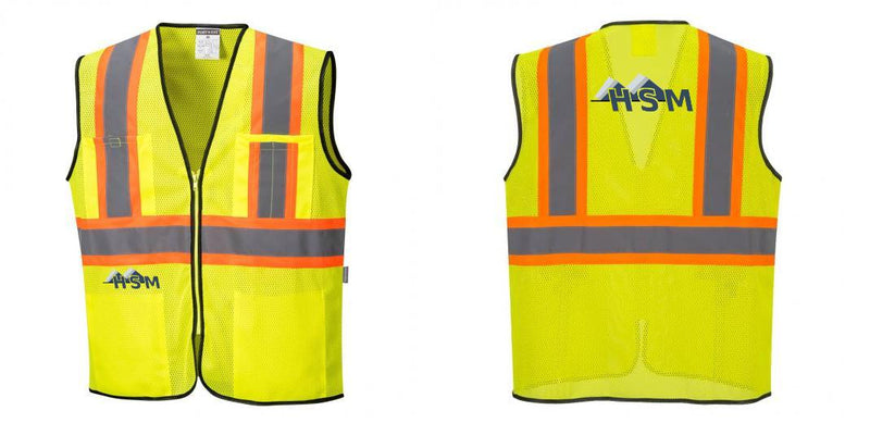 Custom Yellow Mesh Class 2 Reflective Safety Vest with Pockets