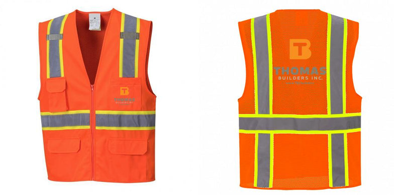 Custom Orange Class 2 Safety Vest with Cooling Mesh Back