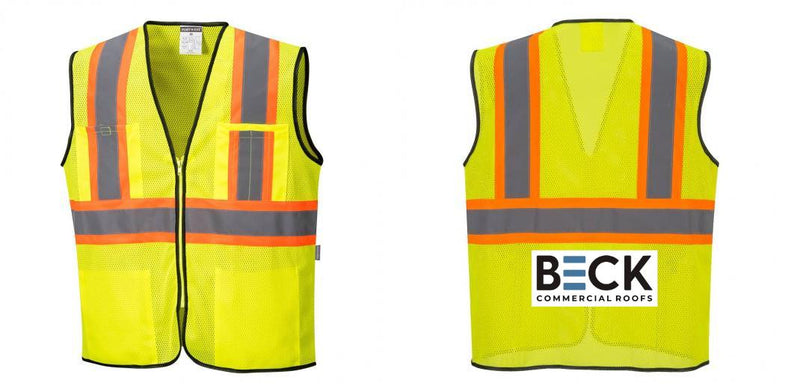 Custom Yellow Mesh Class 2 Reflective Safety Vest with Pockets