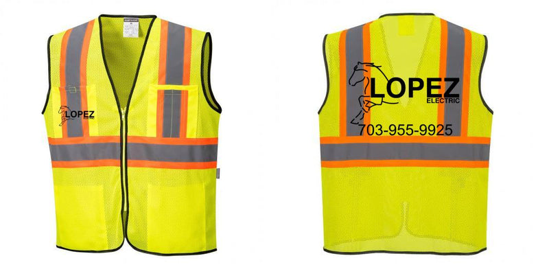 Custom Yellow Mesh Class 2 Reflective Safety Vest with Pockets