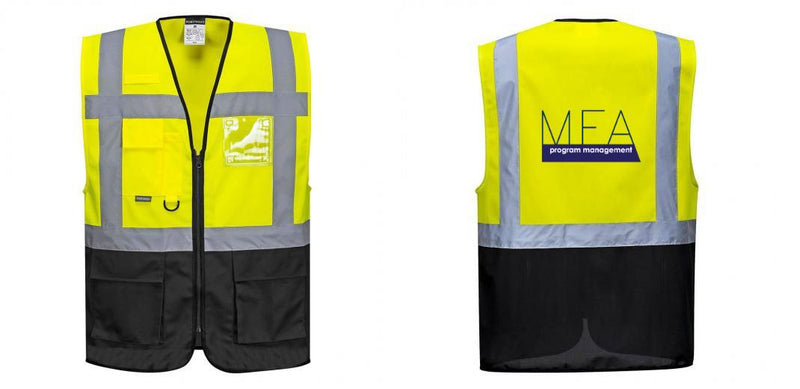 Custom Warsaw Yellow and Black Professional Style Safety Vest