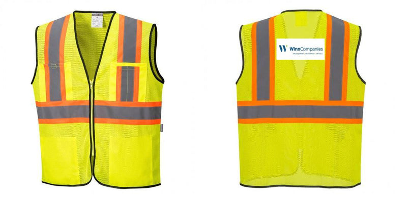 Custom Yellow Mesh Class 2 Reflective Safety Vest with Pockets