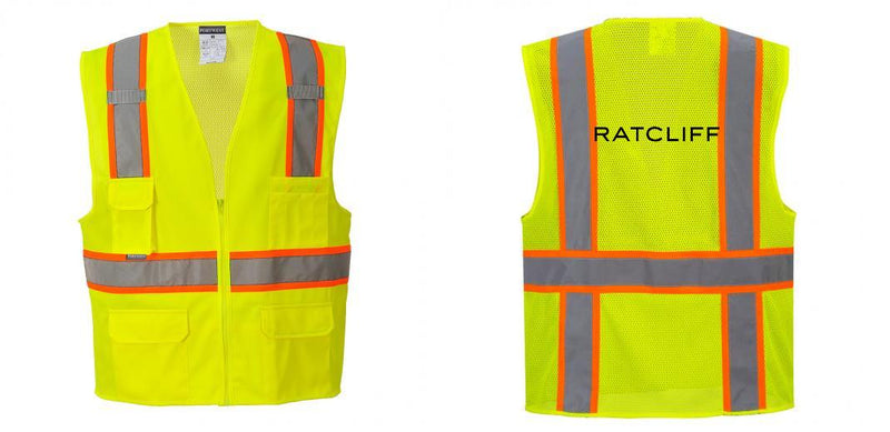 Custom Yellow Class 2 Safety Vest with Cooling Mesh Back