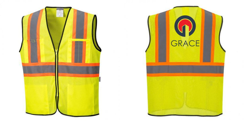 Custom Yellow Mesh Class 2 Reflective Safety Vest with Pockets