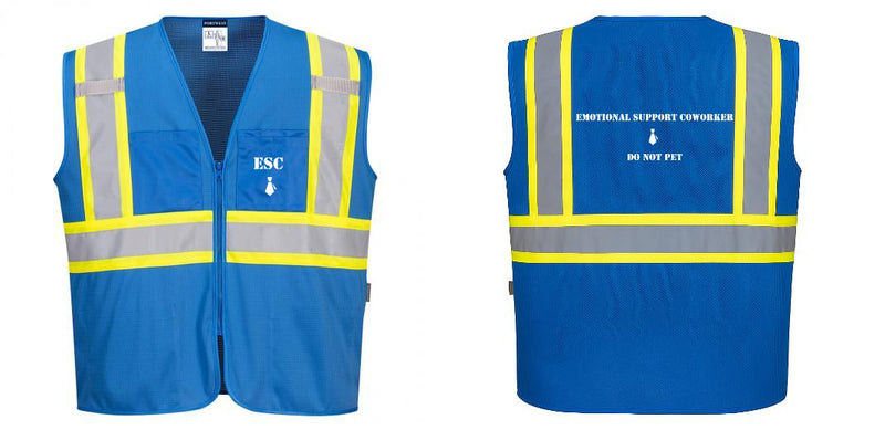 Custom Royal Blue Safety Vest Reflective High Visibility with Pockets