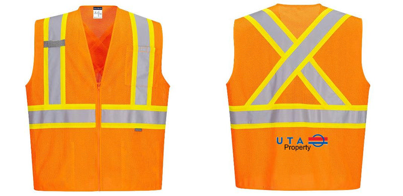 Custom X-Back ORANGE Mesh Contrast Tape Vest