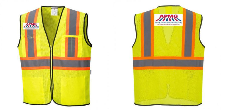 Custom Yellow Mesh Class 2 Reflective Safety Vest with Pockets