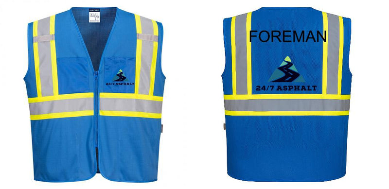 Custom Royal Blue Safety Vest Reflective High Visibility with Pockets