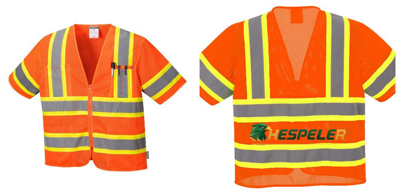 Custom Class 3 Orange Safety Vest Sleeved Hi-Vis with Pockets