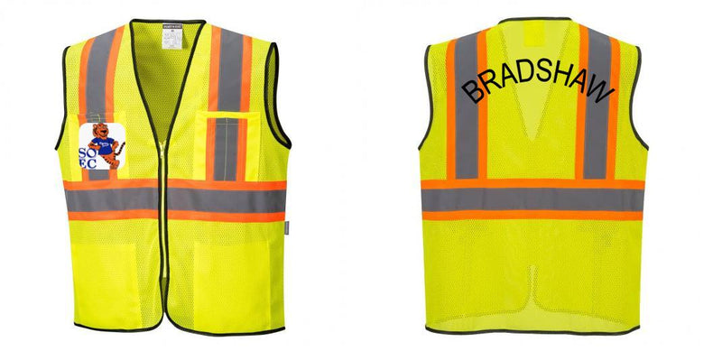 Custom Yellow Mesh Class 2 Reflective Safety Vest with Pockets