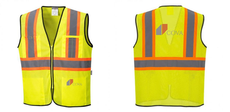 Custom Yellow Mesh Class 2 Reflective Safety Vest with Pockets
