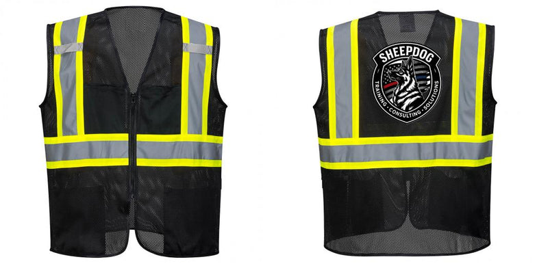 Black Safety Vest | Reflective High Visibility with Pockets