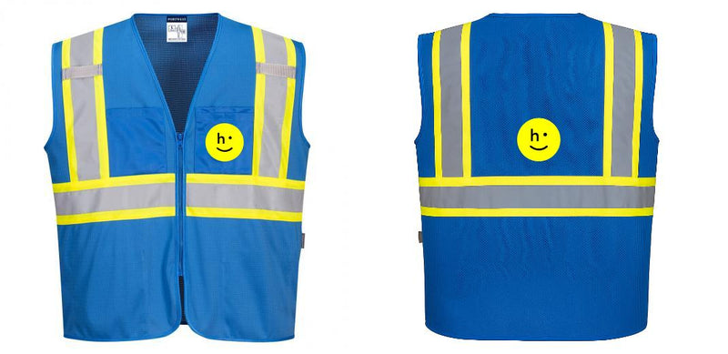 Custom Royal Blue Safety Vest Reflective High Visibility with Pockets