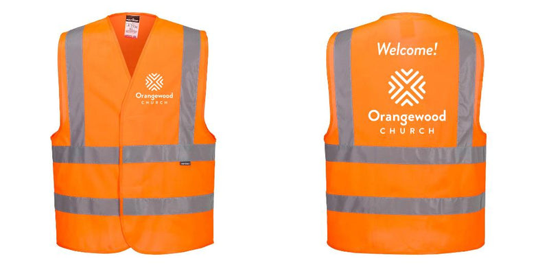 Custom Hi-Vis ORANGE Class 2 Reflective Safety Vest