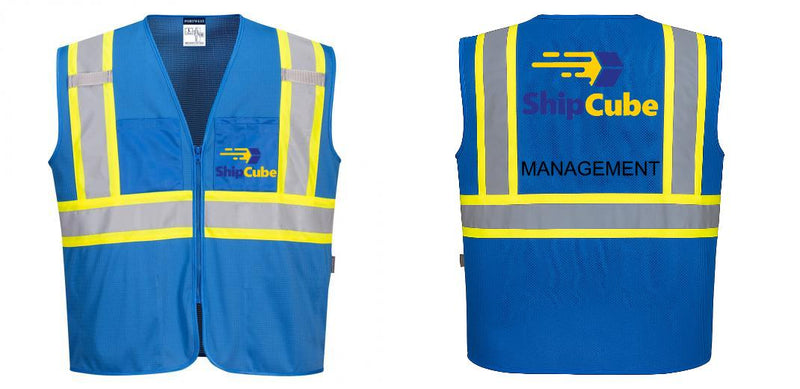Custom Royal Blue Safety Vest Reflective High Visibility with Pockets