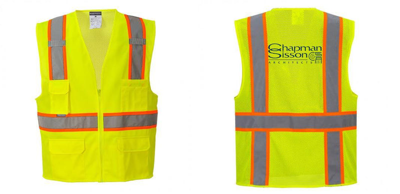 Custom Yellow Class 2 Safety Vest with Cooling Mesh Back