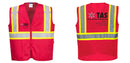 Custom RED Safety Vest Reflective High Visibility with Pockets
