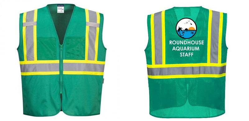 Custom Green Safety Vest Reflective High Visibility with Pockets