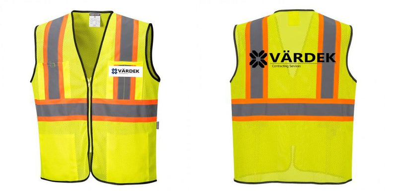 Custom Yellow Mesh Class 2 Reflective Safety Vest with Pockets