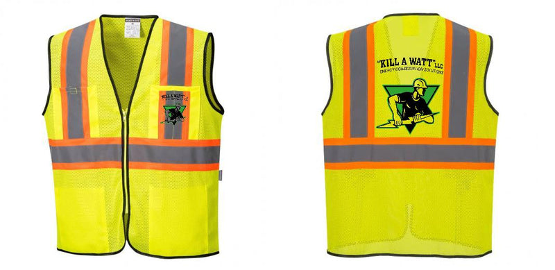 Custom Yellow Mesh Class 2 Reflective Safety Vest with Pockets