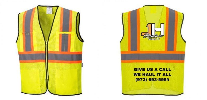 Custom Yellow Mesh Class 2 Reflective Safety Vest with Pockets