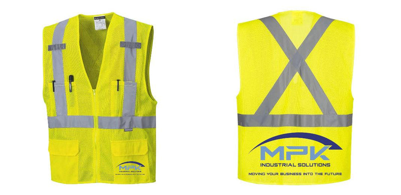 Custom Hi-Vis YELLOW Mesh X Back Executive Vest