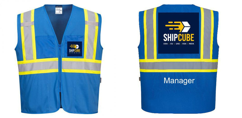 Custom Royal Blue Safety Vest Reflective High Visibility with Pockets