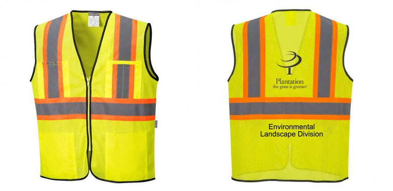 Custom Yellow Mesh Class 2 Reflective Safety Vest with Pockets