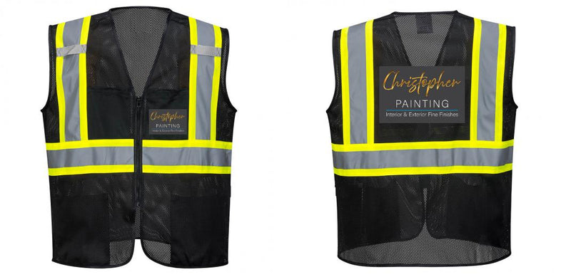 Black Safety Vest | Reflective High Visibility with Pockets