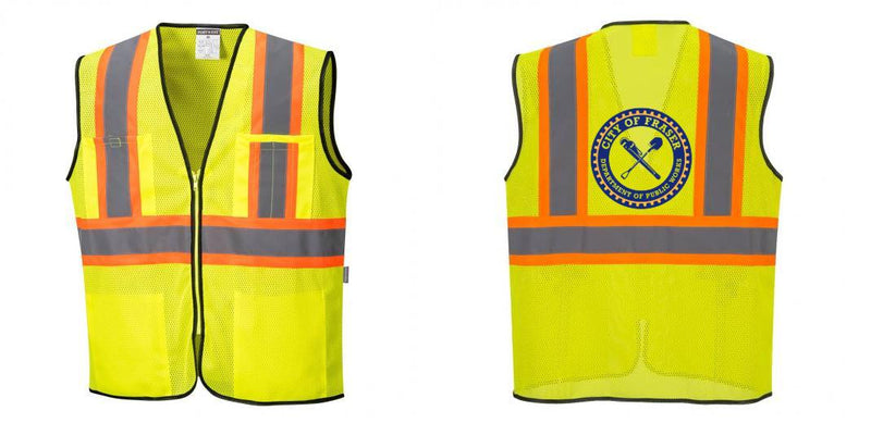 Custom Yellow Mesh Class 2 Reflective Safety Vest with Pockets