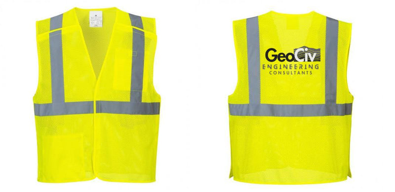 Custom Breakaway Class 2 Yellow Safety Vest Hi-Vis Reflective Breathable Mesh