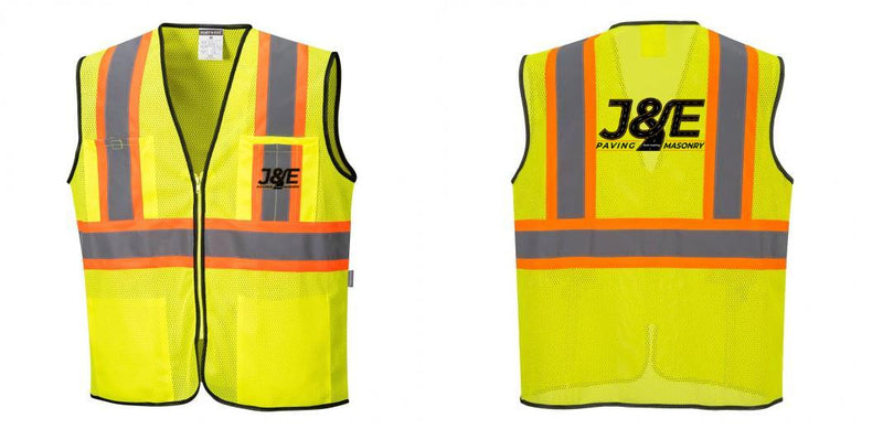 Custom Yellow Mesh Class 2 Reflective Safety Vest with Pockets