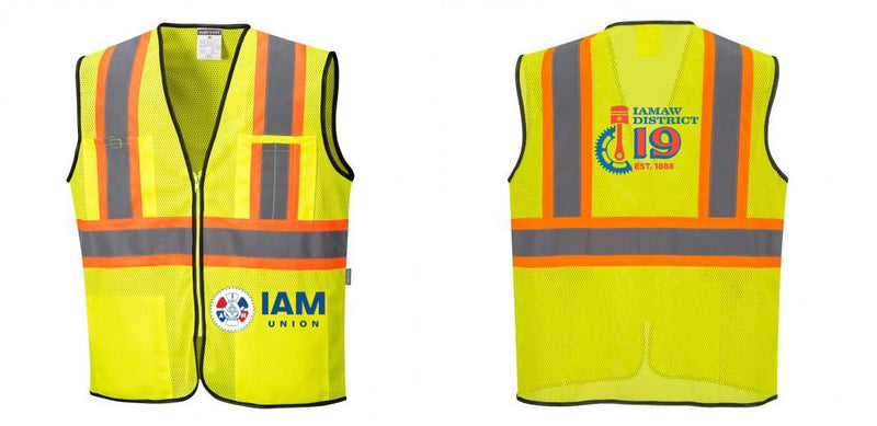 Custom Yellow Mesh Class 2 Reflective Safety Vest with Pockets