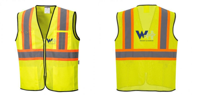 Custom Yellow Mesh Class 2 Reflective Safety Vest with Pockets