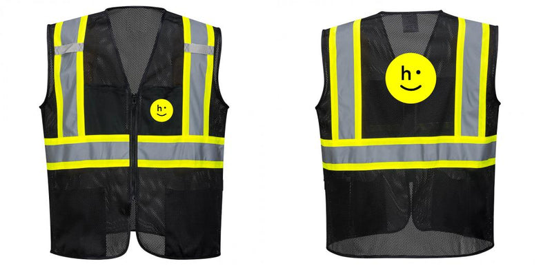 Black Safety Vest | Reflective High Visibility with Pockets