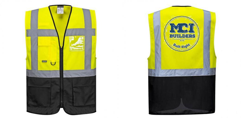 Custom Warsaw Yellow and Black Professional Style Safety Vest